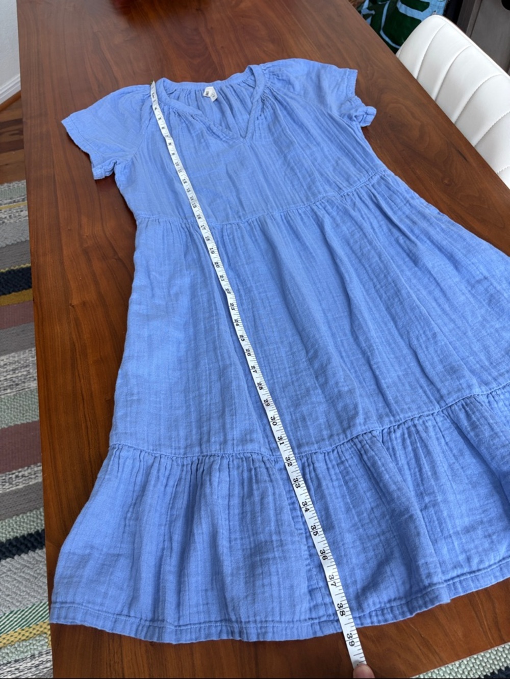 PACT Coastal Throw-and-Go Dress Double Gauze Cotton Periwinkle Size Small - Picture 6 of 7